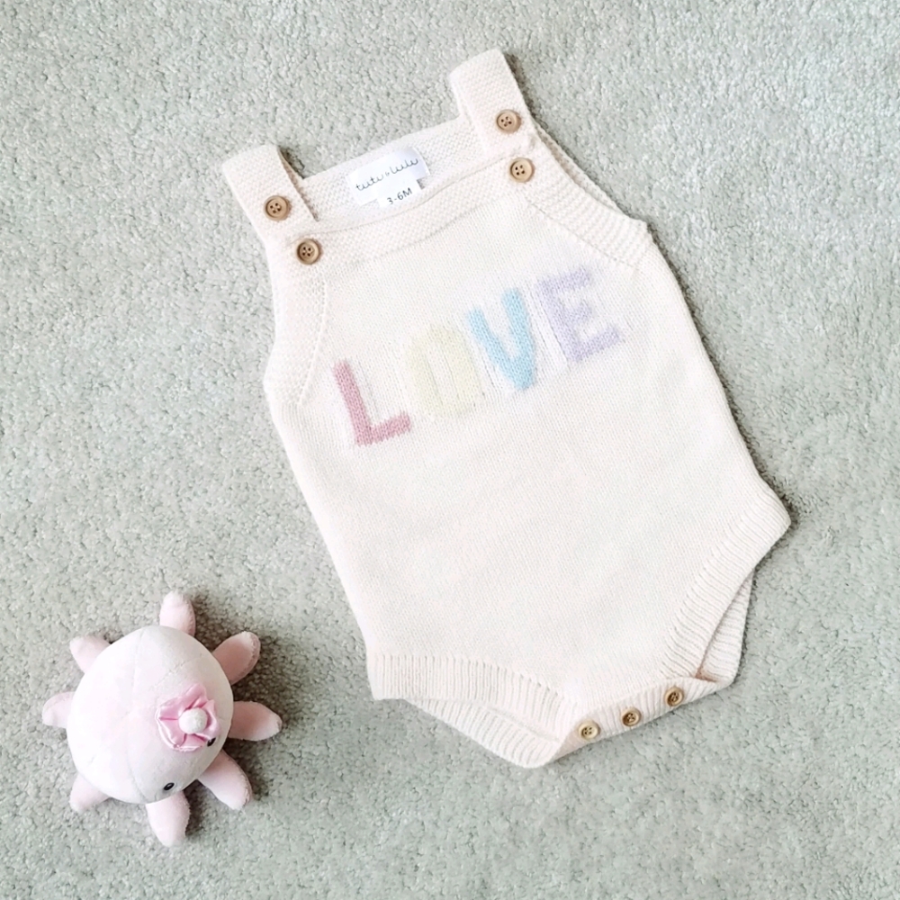 NWOT Tutu & Lulu Knitted LOVE Romper 3-6 Months